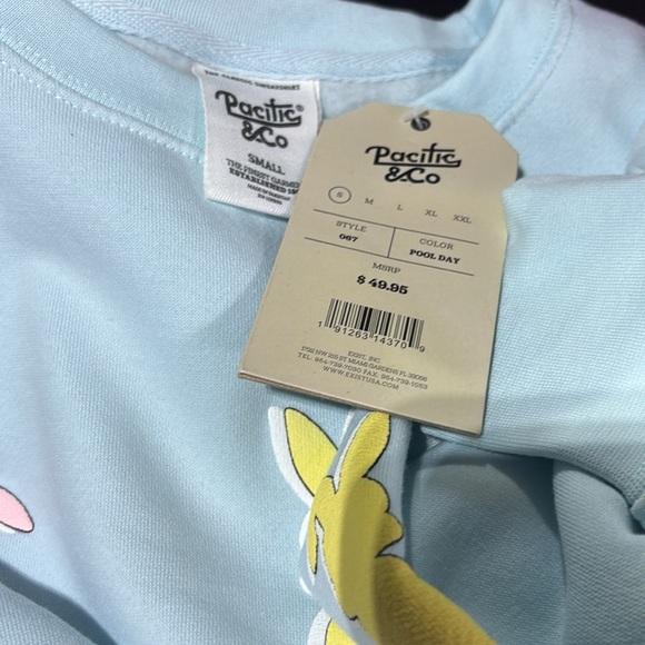 Pacific & Co. Oversized Sweatshirt,pullover,pastel bunnies,rib cuff/waist,fleece - Picture 9 of 12